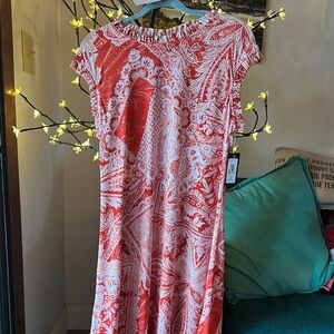 Tiana B. Orange Pink Flutter Sleeve Sundress